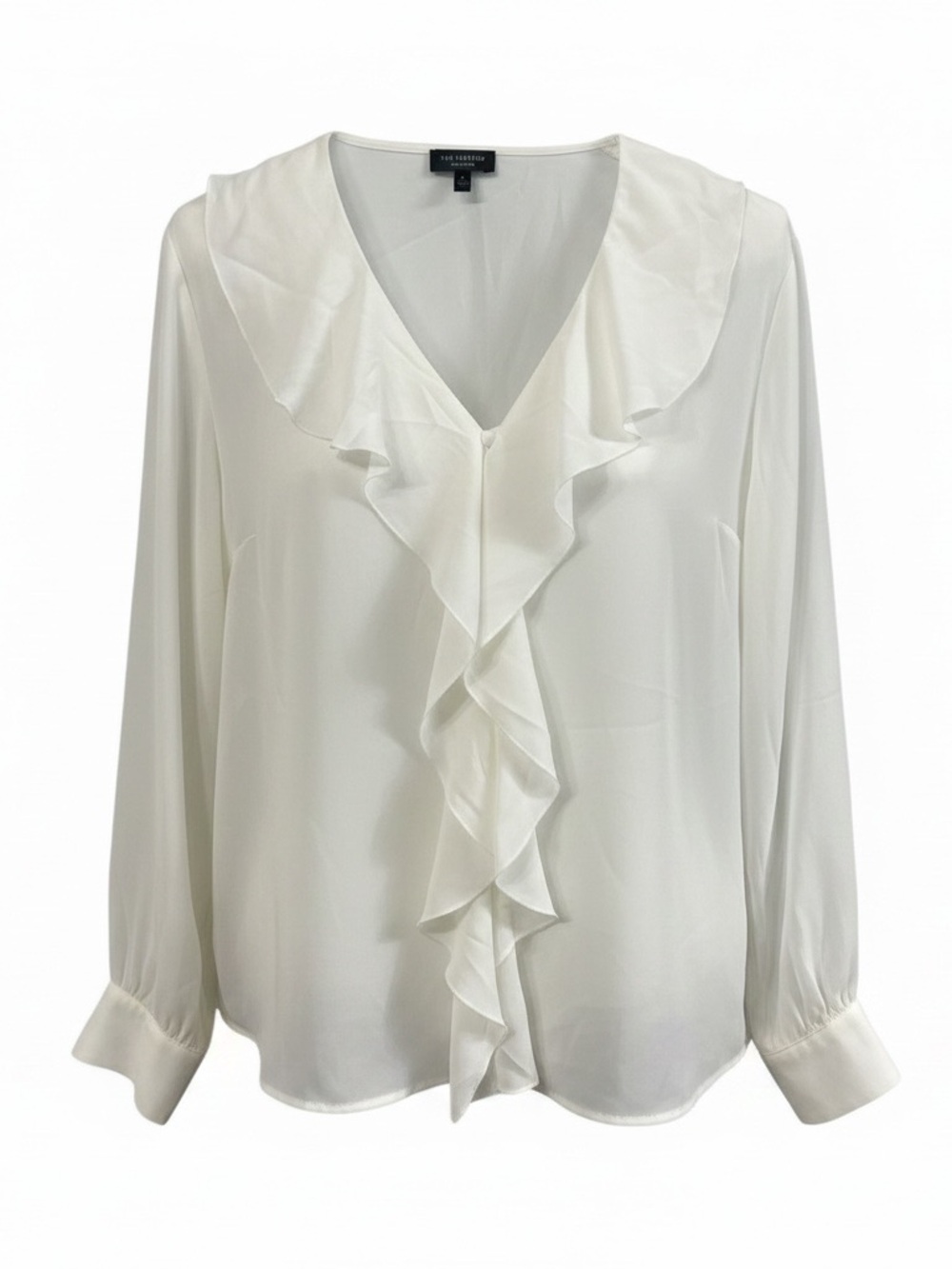 The Limited Cream Ruffle V-Neck Blouse
